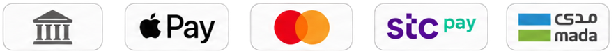 طرق الدفع: مدى، STC Pay، ماستركارد، Apple Pay، تحويل بنكي